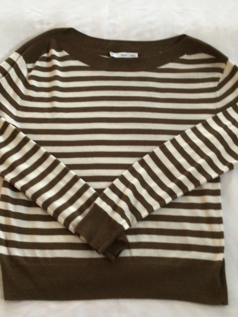 Mango Lightweight Wool Striped Boatneck Sweater Sz S